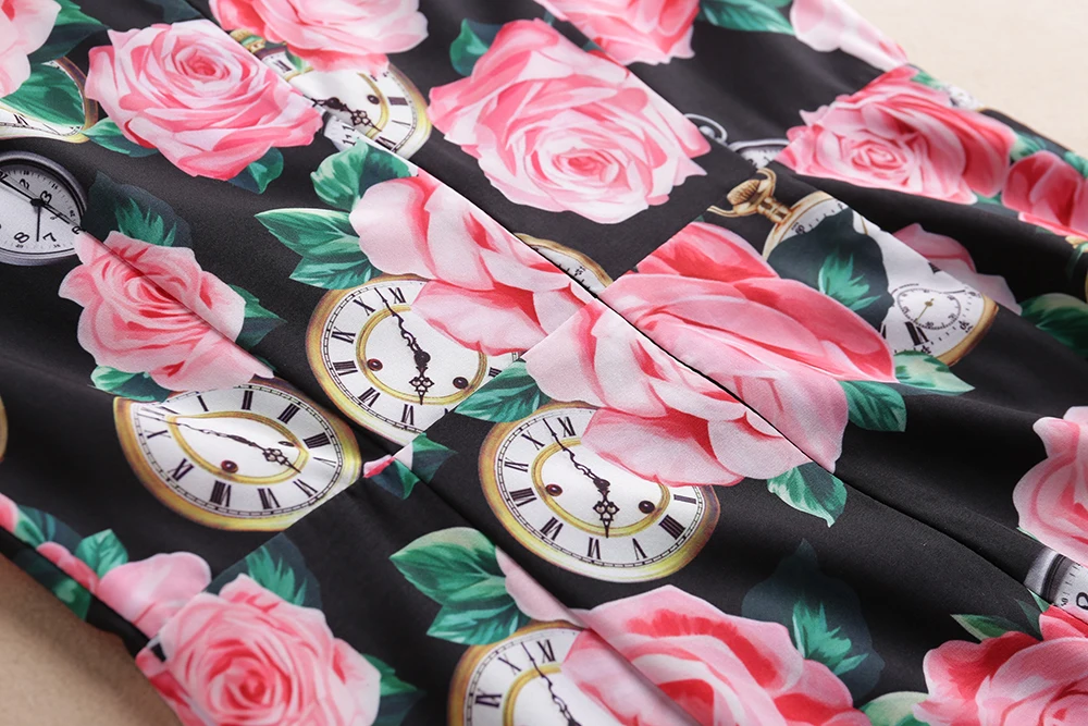 

MIUXIMAO 2019 High Quality New Fashion Runway Summer Dress Women's Retro Full Sleeve Stereo Flower Vintage Dress vestidos