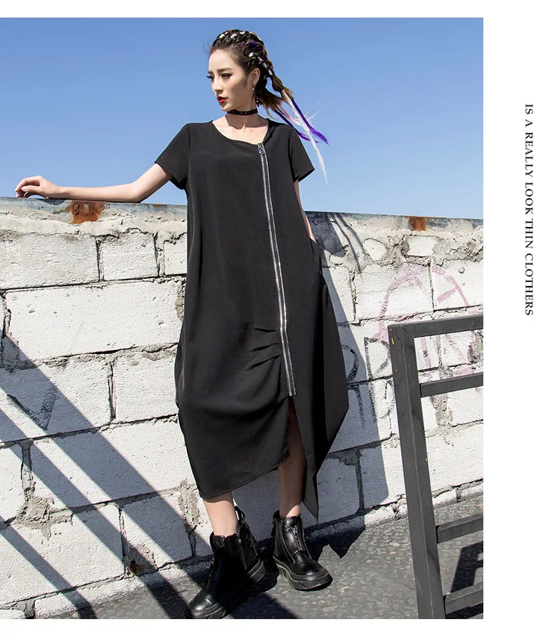 Max LuLu Summer Fashion Korean Style Ladies Sexy Black Clothes Womens Elegant Zipper Long Dresses Casual Vestidos Plus Size