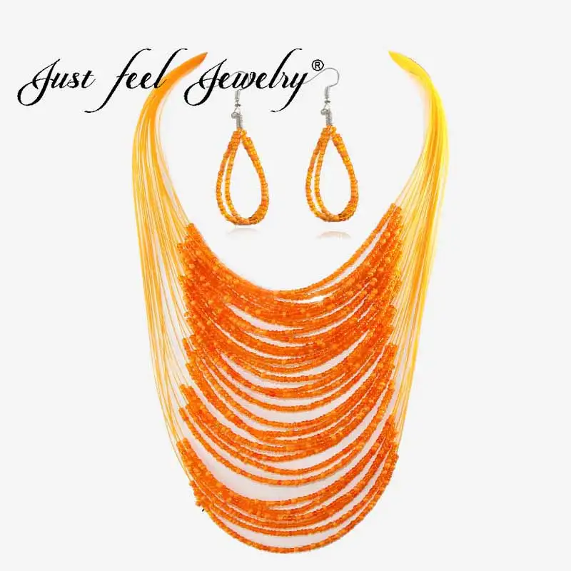 Этнические наборы ювелирных изделий JUST FEEL Africa Beads многослойное яркое массивное