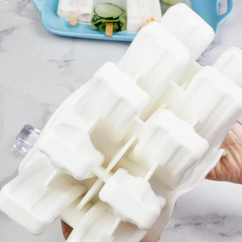 10 Cavity Ice Cream DIY Mold Makers Silicone Thick material Simple Molds Cube Chocolate Dessert Tray With Popsicle | Дом и сад