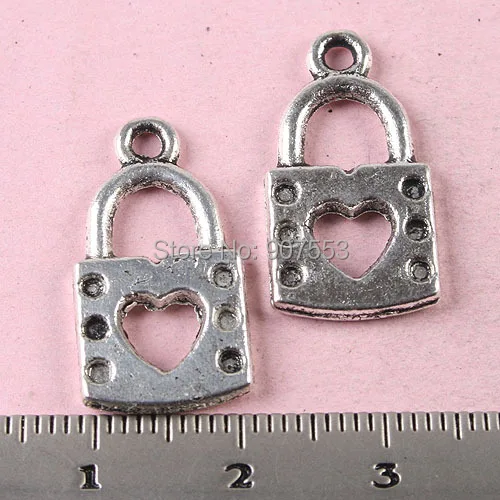 

38pcs Tibetan silver heart lock charms h1730