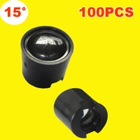 100pcslot 14mm 15 degree clear led lens reflector 15mm black holder for 1w 3w 5w led diode chip