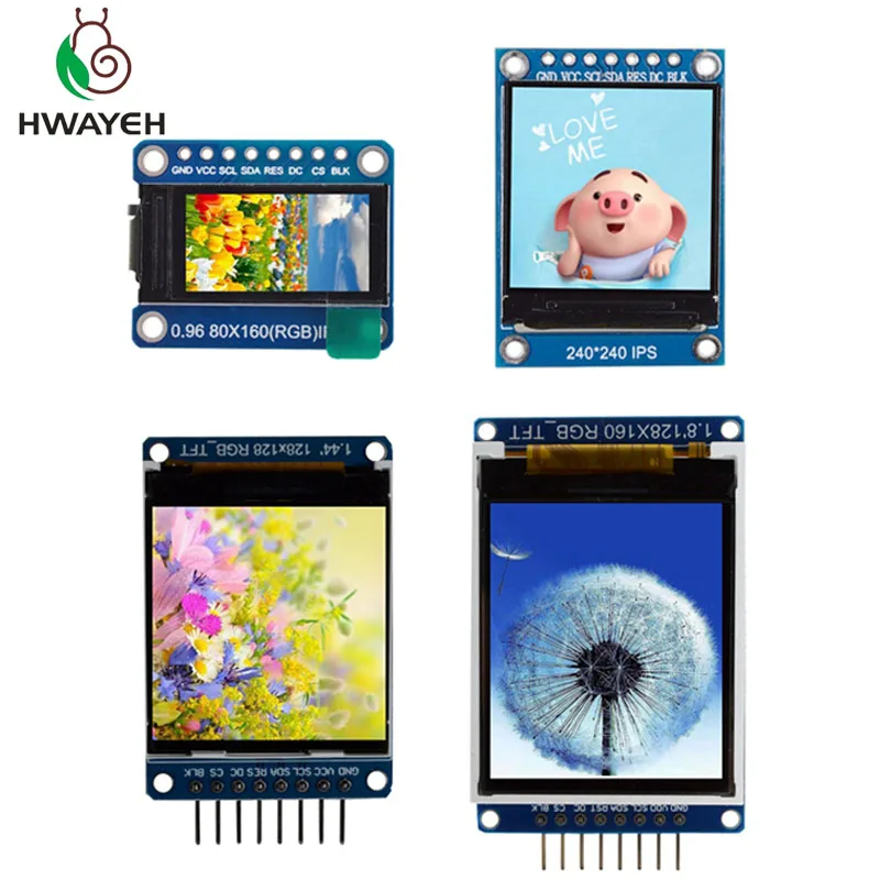 HWAYEH TFT-дисплей 0 96/1 3 дюймов 1 44 8 IPS 7P SPI HD 65K полноцветный ЖК-модуль ST7735 / ST7789 Привод IC