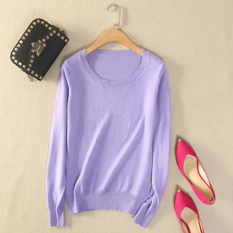 2018 New Autumn Winter Sweater Pullovers Women Solid Long Sleeve Knitted Sweaters Female O-Neck Basic Knitwear Short Tops AB977 | Женская