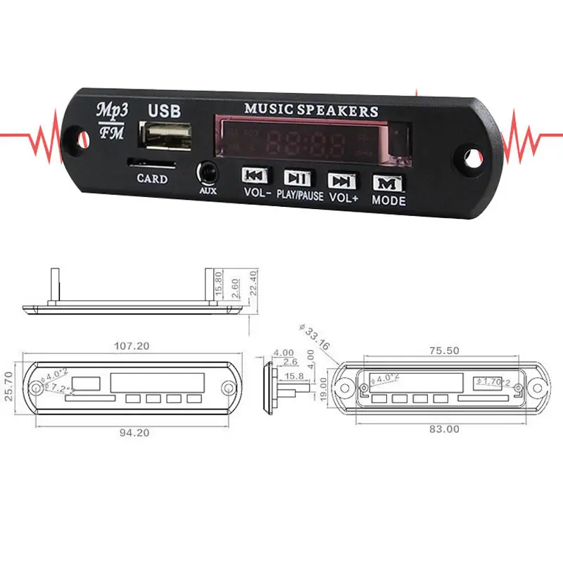 Плата декодера MP3 WMA 12 В аудио модуль с дистанционным управлением 3 5 мм AUX Bluetooth USB