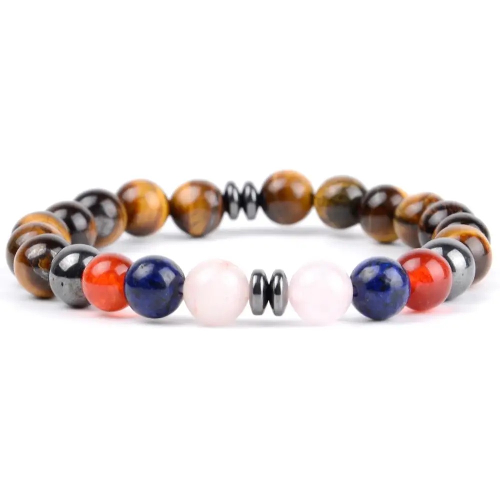 14 Tiger eye Модные мужские часы наручные ювелирные изделия 7 Чакра Исцеляющие буддийские браслеты для женщин мала-Йога ювелирные изделия подарок Прямая поставка - Окраска металла: 14 Tiger eye