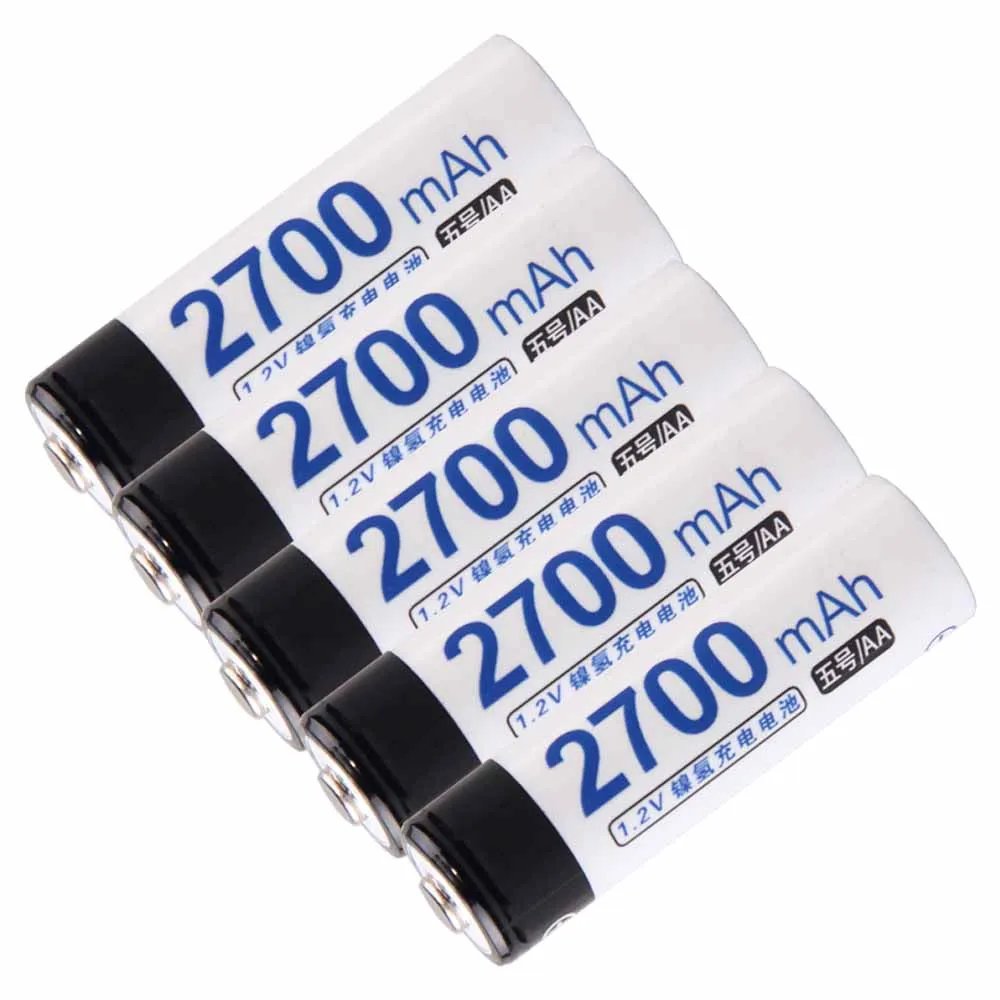 Самая низкая цена 5 шт АА батареи 1 2 v перезаряжаемые 2700 mAh nimh батарея для