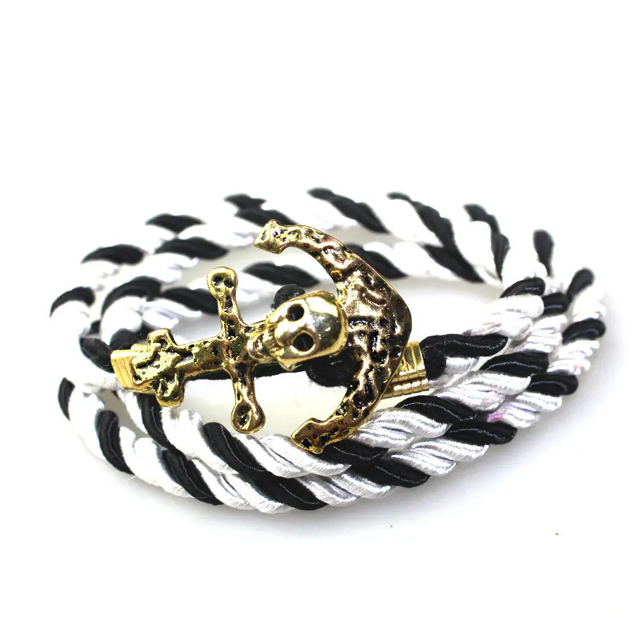 WBO35 Новый DIY Плетеный старинный золотой якорь с черепом три раза морской ветер