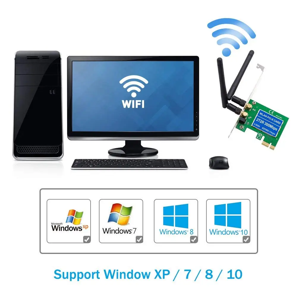 Внутренняя сетевая карта PCIe WiFi 300mbps беспроводная PCI Express 2 4 ГГц 2T2R с