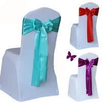 wholesale 100pcslot wedding chair cover sash bow tie ribbon decoration wedding party supplies 14 color for choose