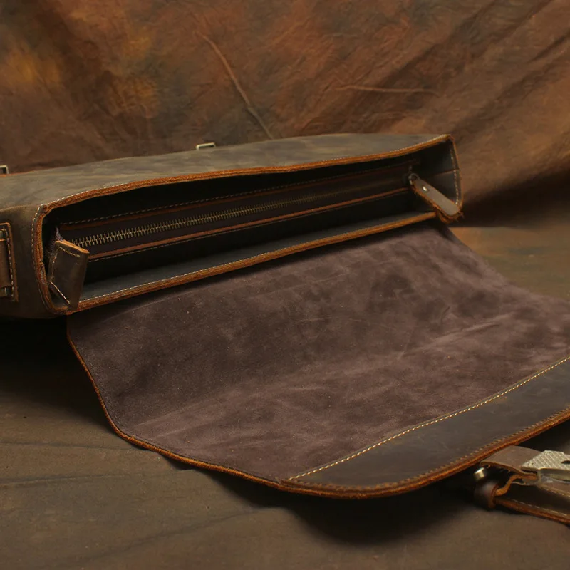 Nesitu Винтаж A4 коричневый натуральная Crazy Horse кожа офис 14 ''ноутбук мужской портфель бизнес сумка M1052