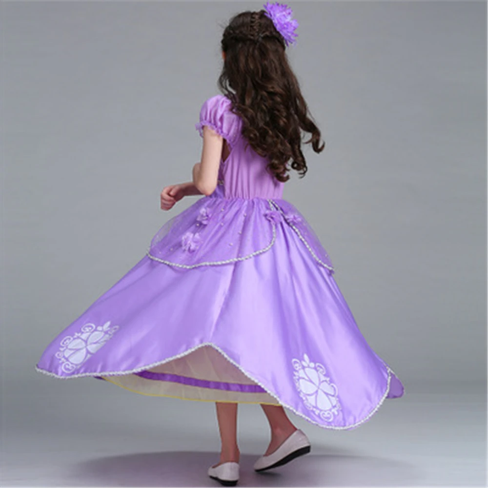 Purple Girls Sofia the First Costume Dresses Kids Princess Halloween Cosplay Frocks Children Party Rapunzel Dress Up Baby | Детская