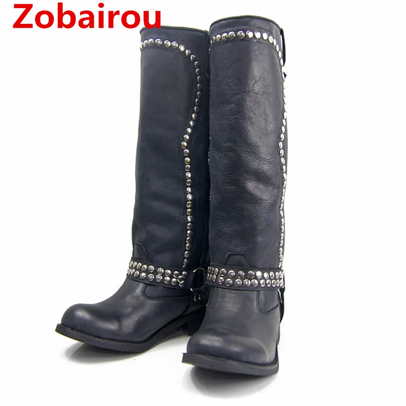 comprar Zobairou Celebridade Botas Mujer Preto Chuva Botas Coxa Alta Sobre O Joelho Botas De Couro Genuíno Apartamentos Sapatos Botas De Cowboy Mulher