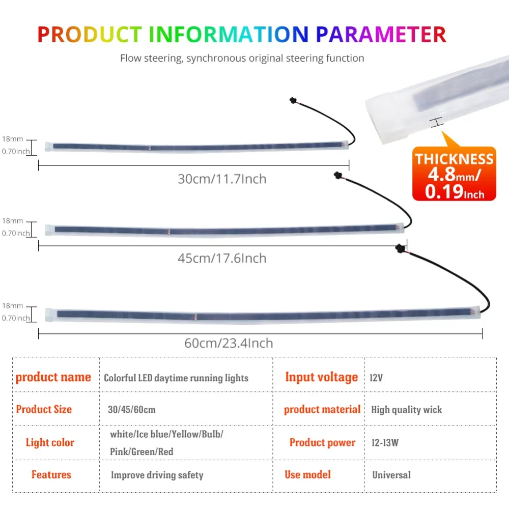 СВЕТОДИОДНЫЙ DRL Дневной светильник RGB светодиодный полосы лампы течет поворотов