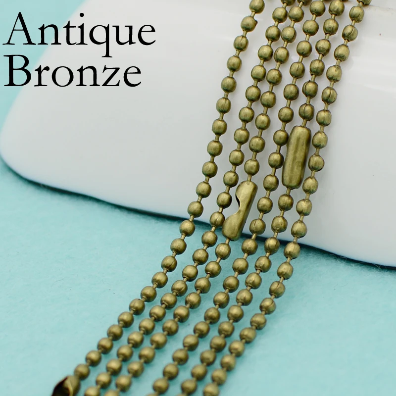 Antique Bronze 20 шт-8 цветов 2,4 мм ожерелье с шариковой цепочкой, 24 дюйма и 30 дюймовый шарик цепь, 2,4 мм Шаровая цепь-серебро, золото, бронза, медь, черный - Окраска металла: Antique Bronze