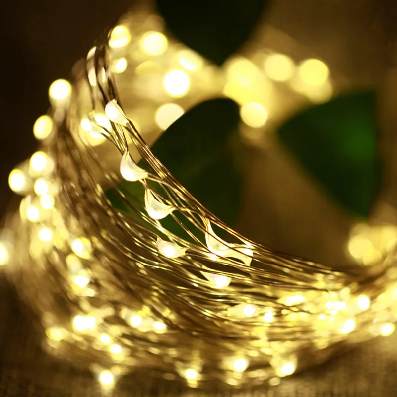 12 В постоянного тока медная проволока светодиодная гирлянда 10m100leds
