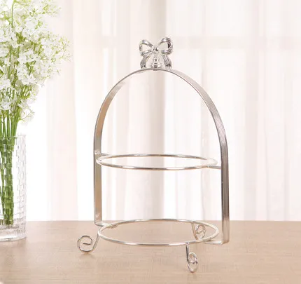 2 layer bracket Высокая-класс 2/3 слоя десерт поднос с серебряным покрытием круглая металлическая, для подставки для пирожных кекс лоток Свадебная вечеринка украшения торта Дисплей стенд - Цвет: 2 layer bracket