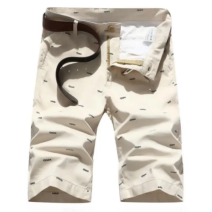 B57 beige Брендовые мужские шорты Homme Бермуды летние мужские пляжные шорты хлопковые повседневные мужские шорты больших размеров 28-40 прямые - Цвет: B57 beige