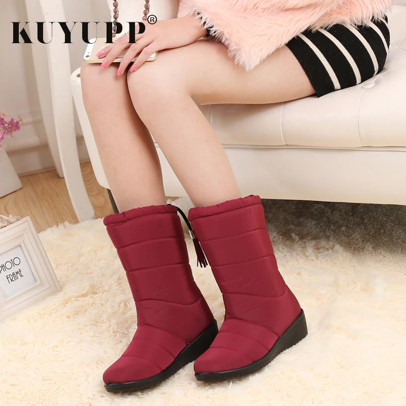 Непромокаемые женские зимние сапоги на меху женская зимняя обувь до середины