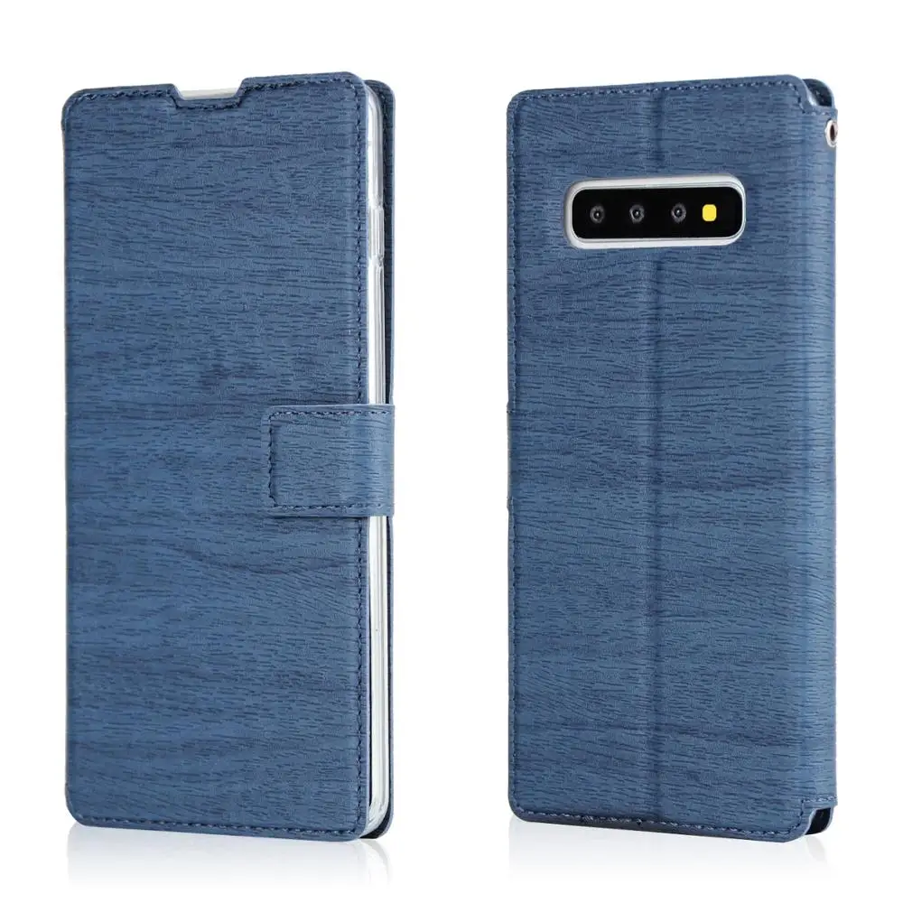 Ультратонкий Магнитный флип чехол из кожи под дерево для Samsung Galaxy S10 S8 S9 Plus S10e S6 S7