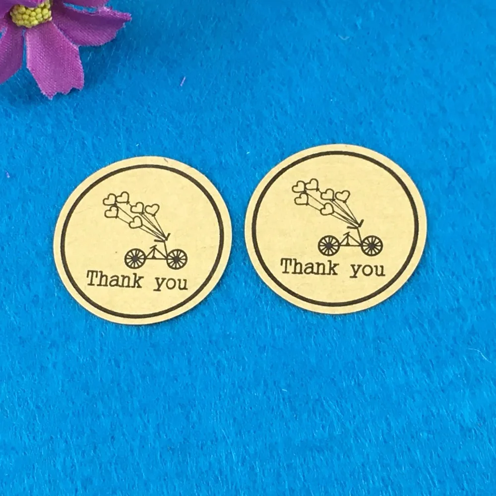 300 шт. бумага благодарим вас сердце круговой Cursive дизайн наклейки этикетки