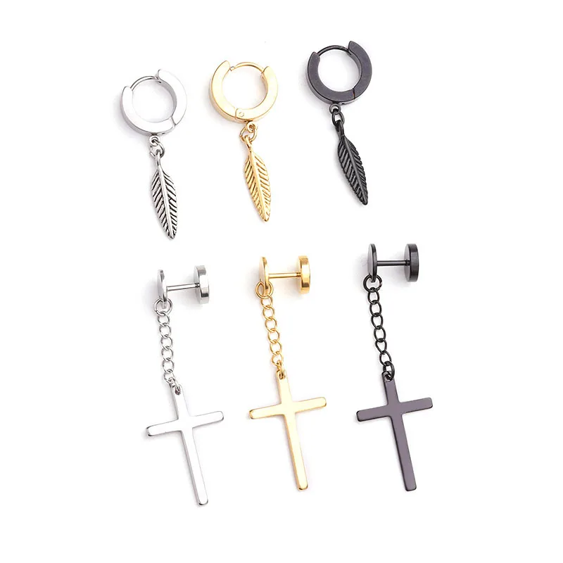 1 шт. Нержавеющая сталь крест, серьги с цепочкой Earcuff серьги с природным спиральный для хряща для ушей, для женщин и мужчин ювелирные изделия