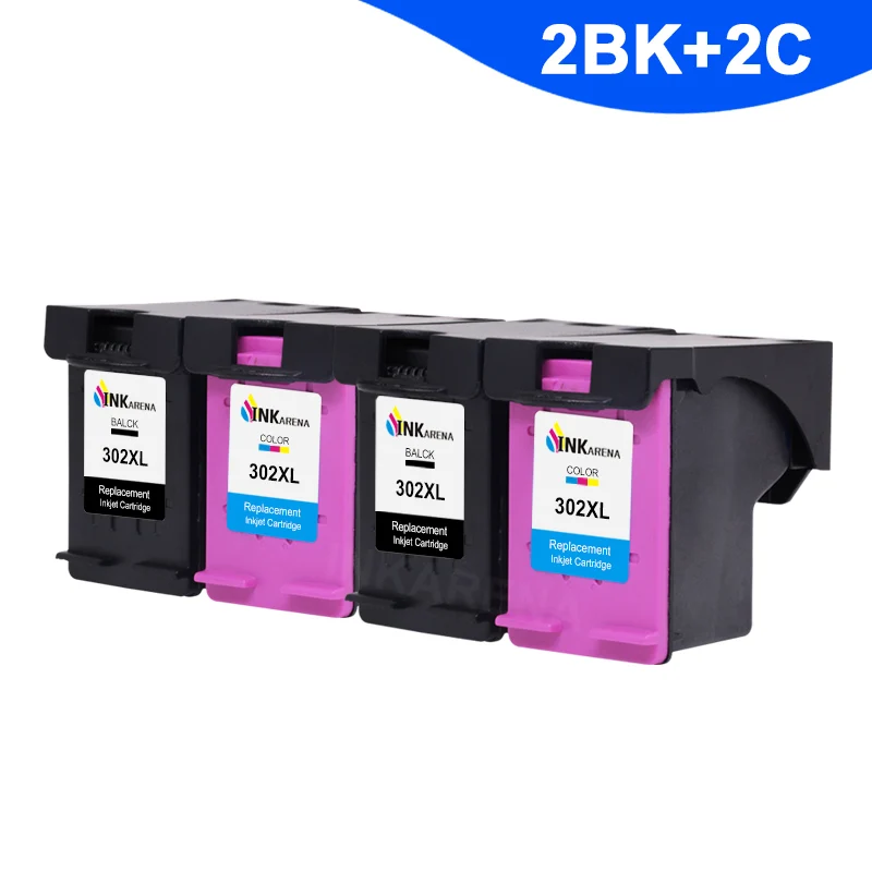 INKARENA 302XL сменный картридж для принтера для hp 302 XL картуш инструмент для заправки чернилами hp Deskjet 1110 1111 1112 2130 3630 3632 4520 принтер - Цвет: 302XL BK X 2  C X 2