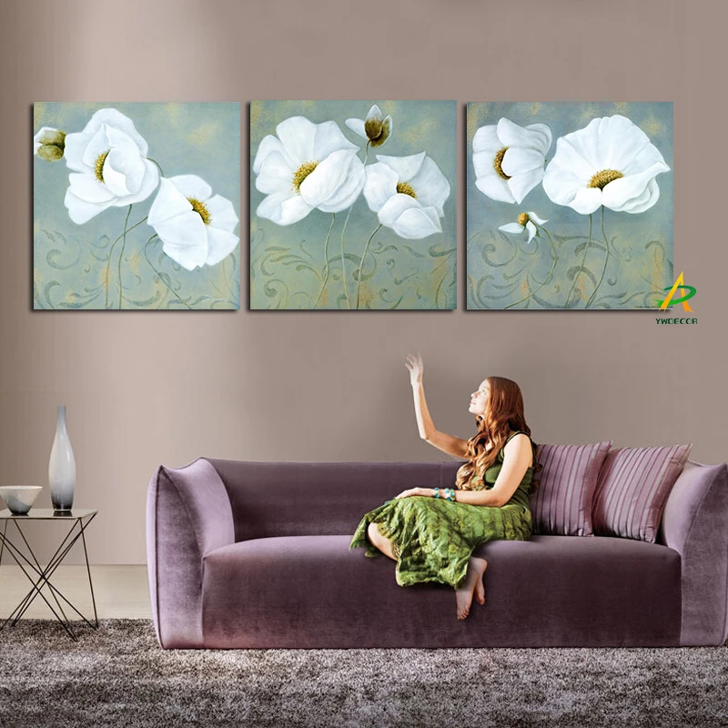 3 Панели абстрактный пасторальный сад белая фотография HD Печать на холсте