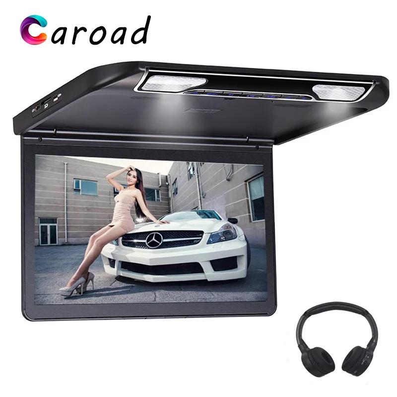 Caroad 13,3 дюймовый автомобильный потолочный монитор с откидным креплением на крышу 1920x1080 монитор MP5 плеер/USB/SD/HDMI/IR/FM передатчик/динамик