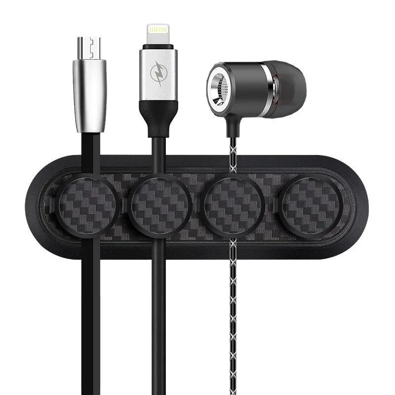 

4pcs Carbon Fiber Magnetic Organizer Storage Hub Cable Wire Desktop Rack Power Cord Data Line Hub Holder Clip USB Charger