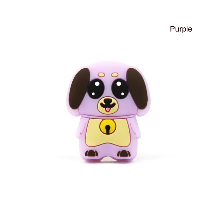 Purple dog 10pcs 10 шт коала силиконовые бусины Сова собака цыпленок утка детские жевательные игрушки для DIY соска цепь ребенок прорезыватель животное уход ожерелье бусы - Цвет: Purple dog 10pcs
