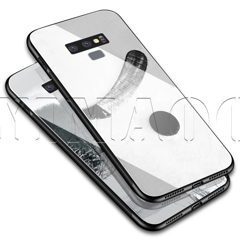 Спортивный стеклянный чехол YIMAOC для хоккея с шайбой Samsung Galaxy S7 S8 S9 S10 Note 8 9 10 Plus A50 A10