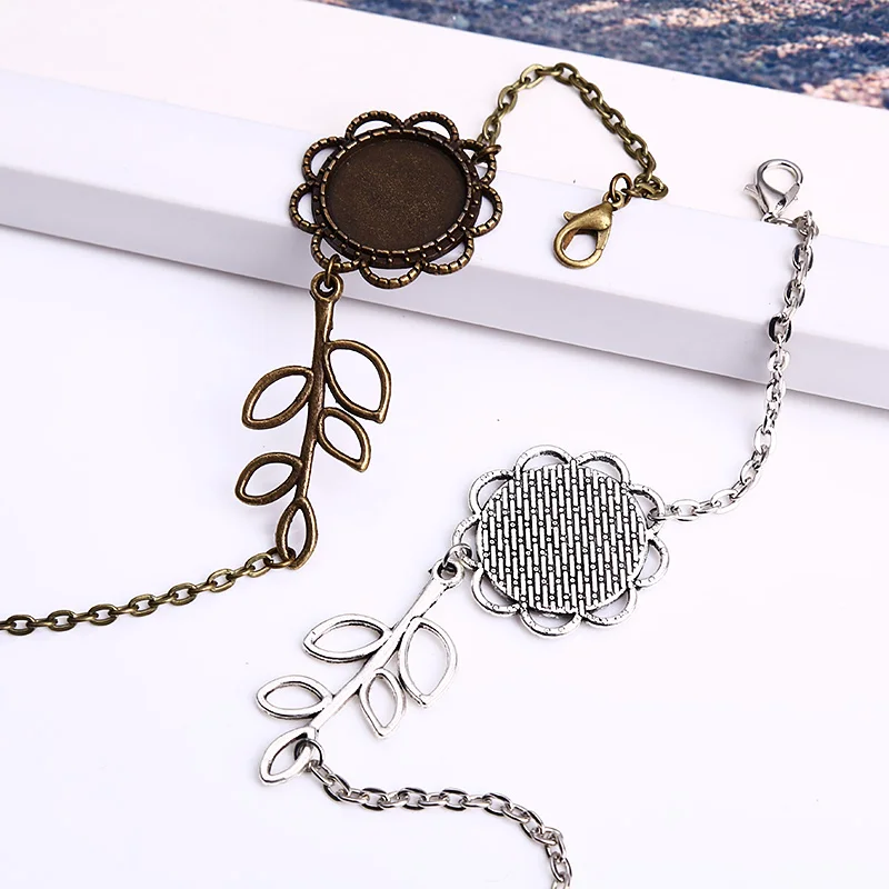 Винтажные браслеты с серебряными металлическими ветками круглые кабошоны 18 мм