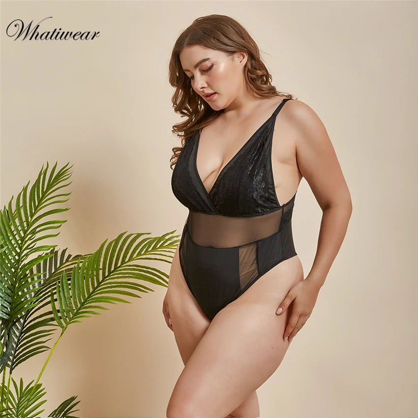 Whatiwear плюс размер сексуальное женское боди с вырезом на спине комбинезон