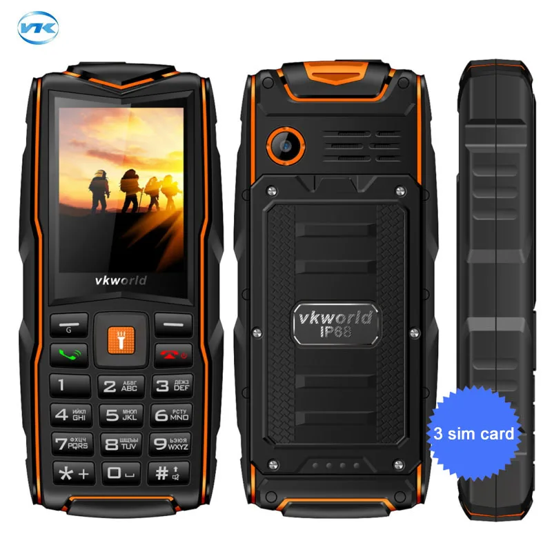 Оригинальный VKworld New Stone V3 3 SIM карта IP68 Водонепроницаемая Русская клавиатура 2 4
