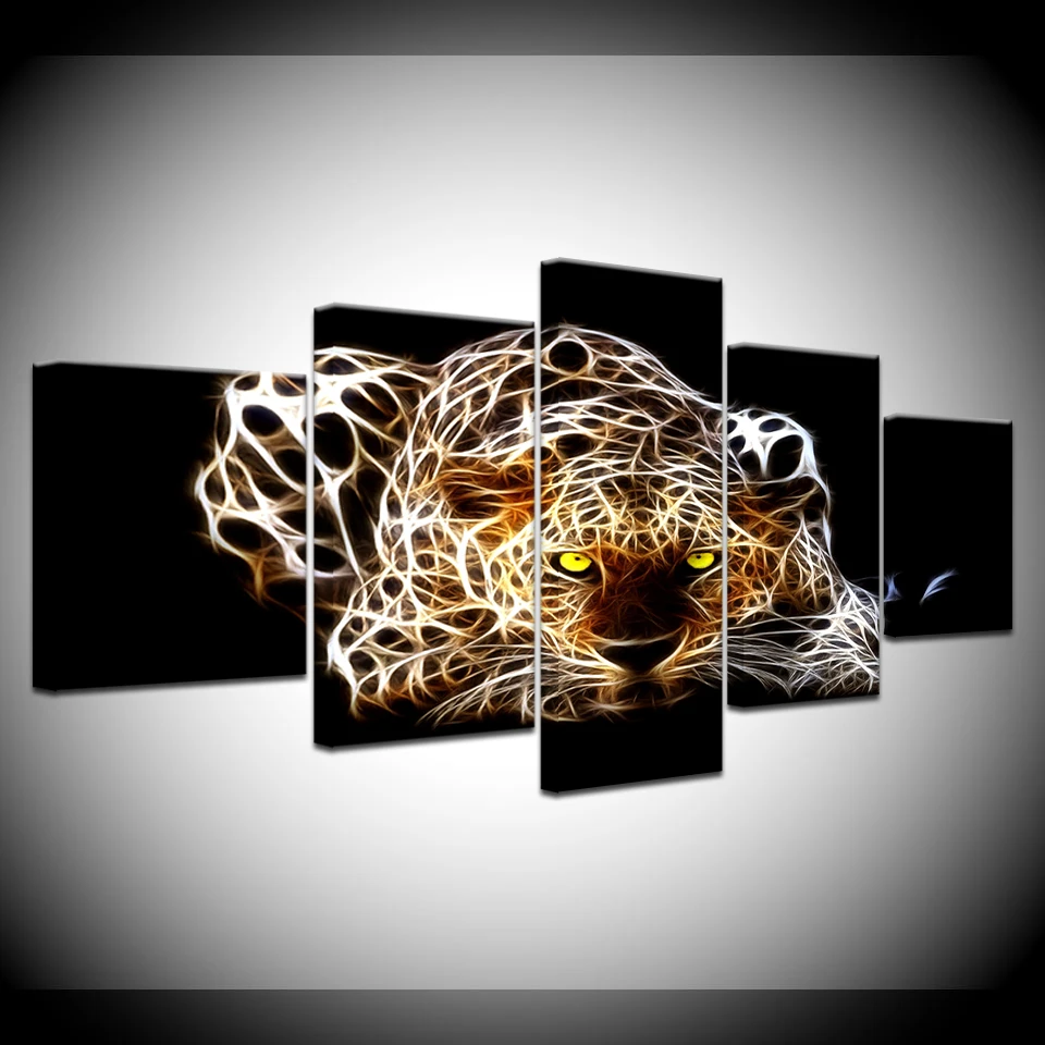 Золотой Звезды с леопардовым принтом животных 5 шт. обои современный модульный