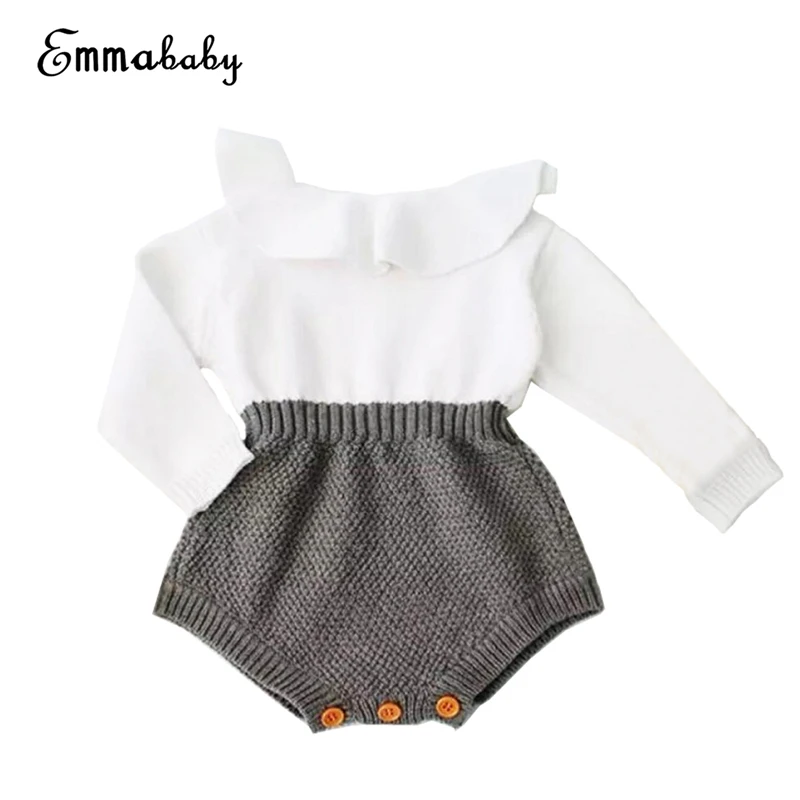 Вязаный комбинезон для маленьких девочек Осень-зима 2017 в стиле пэчворк с длинным