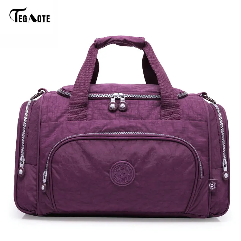Фиолетовый TEGAOTE, женские сумки, Wonens, дорожная сумка, известный бренд, Bolsas Feminia, нейлоновый багаж, дорожная сумка для путешествий, женская сумка на плечо, Повседневная Сумка-тоут - Цвет: Фиолетовый