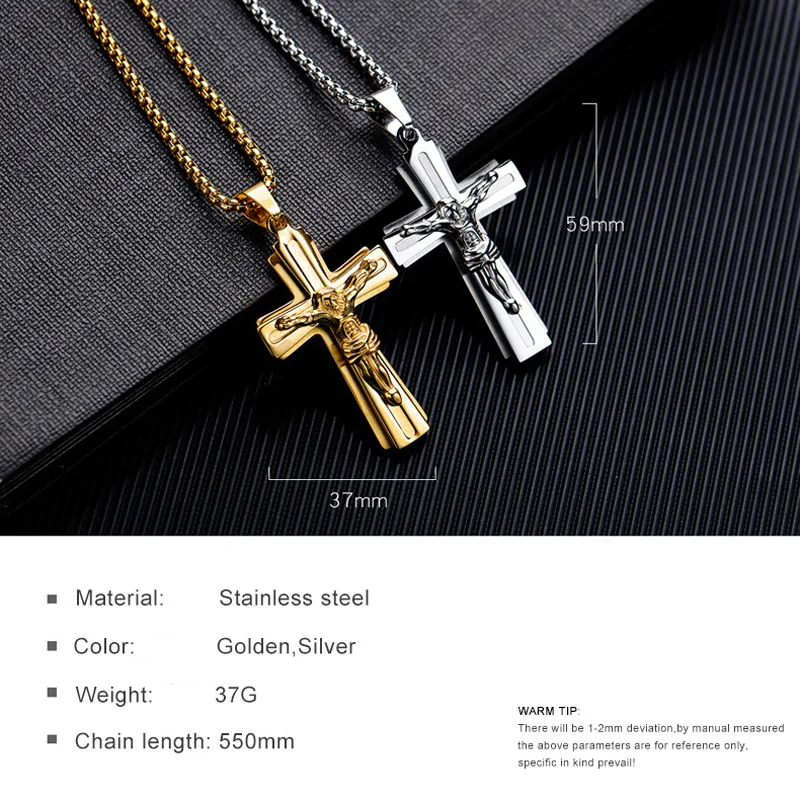 Высокое качество из нержавеющей стали крест Иисуса ожерелья и подвески для