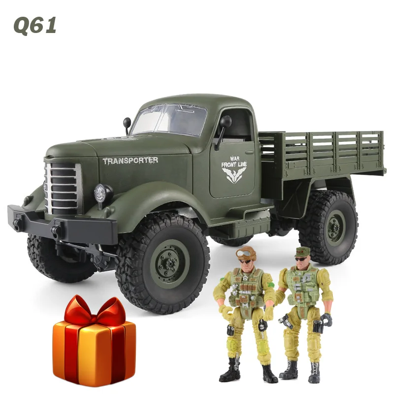 JJRC Q60 Q61 RC автомобиль 6WD 4WD внедорожный военный грузовик конверсия скорости яркие прожекторы дистанционное управление восхождения автомобиль игрушки для детей - Цвет: Q61-DarkGreen