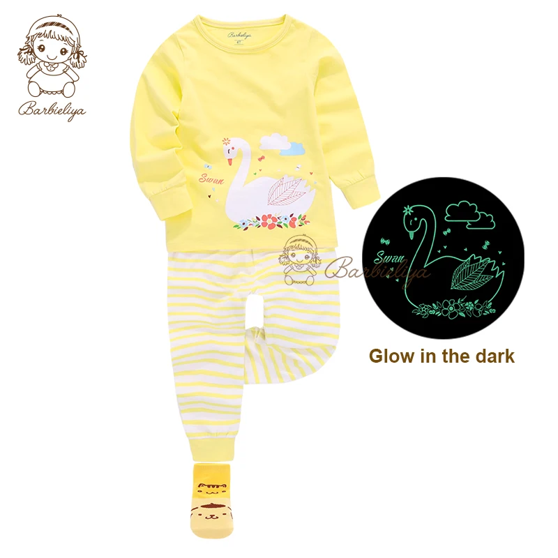 Дети Sleepwear2018 Демисезонный пижамный комплект с длинными рукавами Ночное белье
