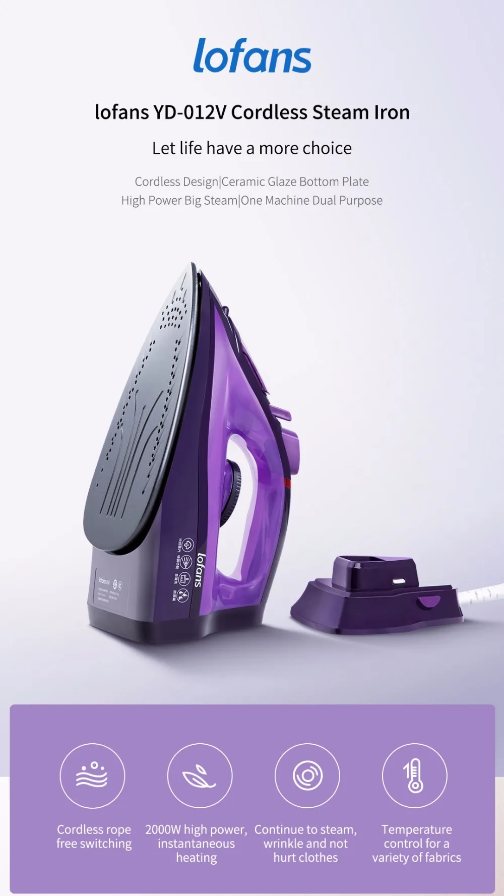 Xiaomi Mijia Lofans проводной/беспроводной электрический паровой утюг 1600 Вт/2000 Вт Электрический паровой утюг для одежды многофункциональная регулировка