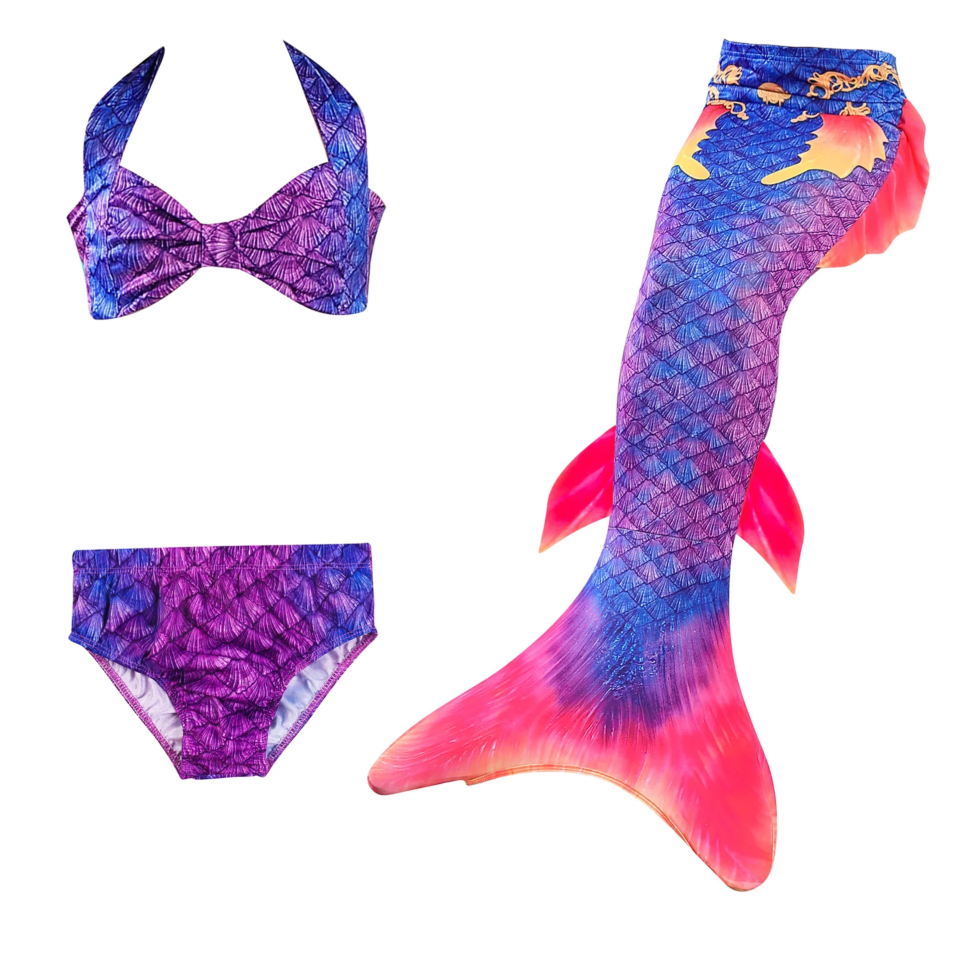 Девочки Русалочий Хвост для плавания Косплей Купальник Детский Блестящий Русалочий Костюм Комплекты для купания с однофинными нарядами.
