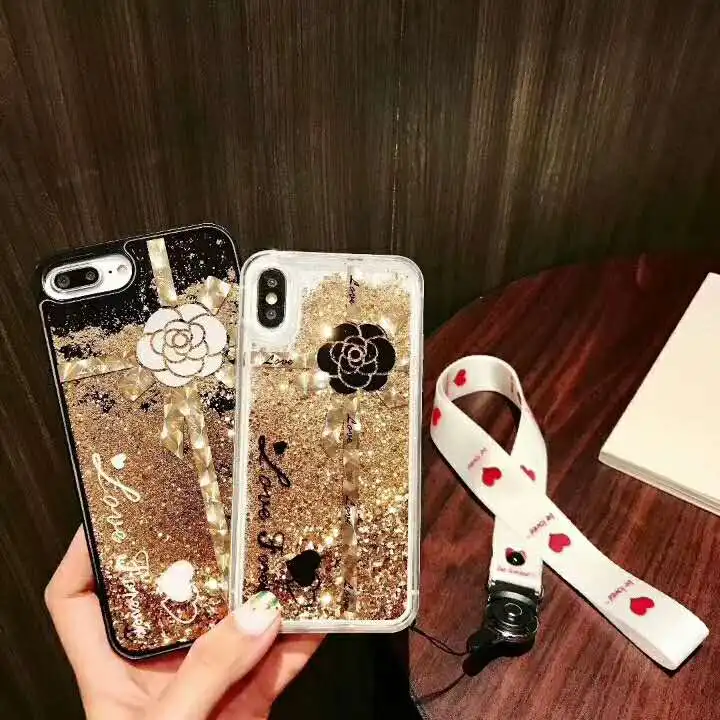 Модные блестящие золотые пески Чехлы для iPhone X XS MAX XR Европейский США Камелия