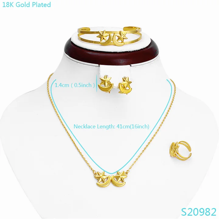 JH 2020 Love Moon Star комплект украшений для детей золотое ожерелье кольца серьги наборы