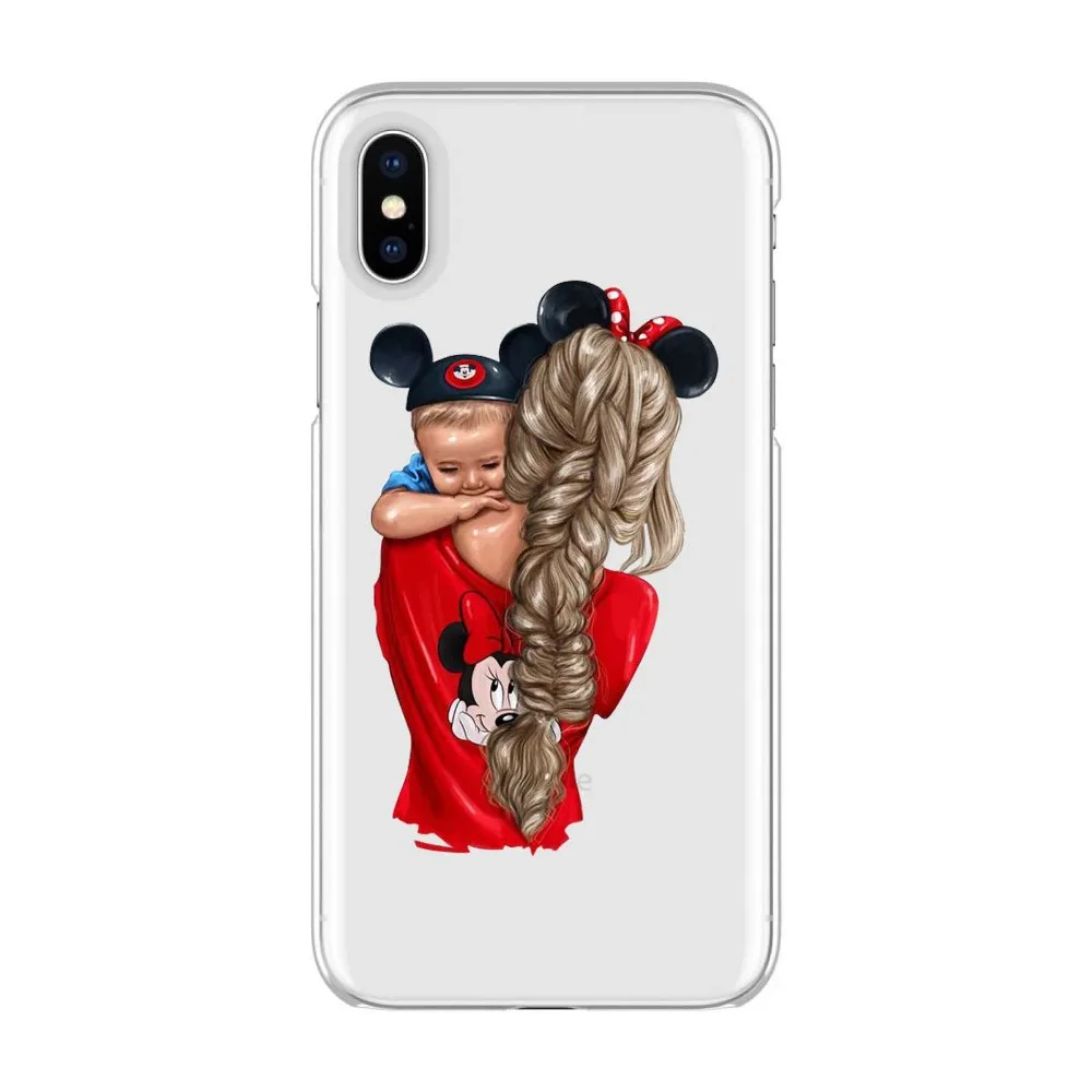Модный черный коричневый Чехол для мамы и девочки королева iPhone Max XR XS X 8 PLUS 7 5 5SE 6 S