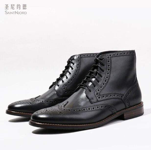 Осенне зимние мужские модные ботильоны в европейском стиле черные/коричневые