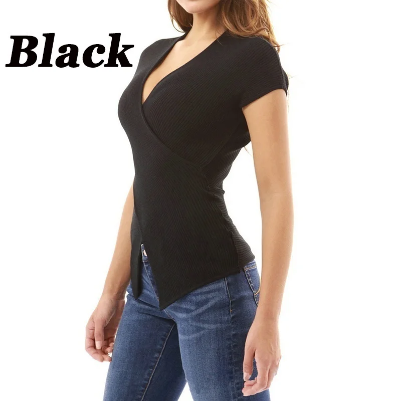 Женская блузка ZOGAA с коротким рукавом спереди рюшами перекрестным