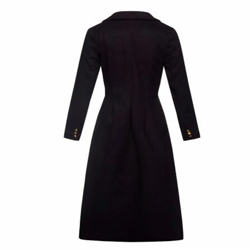 

Black Lining Long Wool Coat Women Office Wear Plus Size Winter Warm Skinny Ladies Simple Elegant Casual Overcoats
