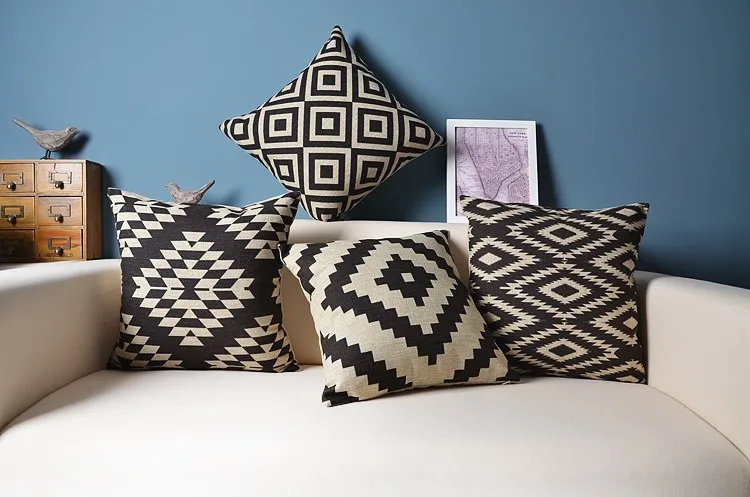 Classic geometry printed lumbar pillow covers pillows pillowcase/fronha de travesseiros